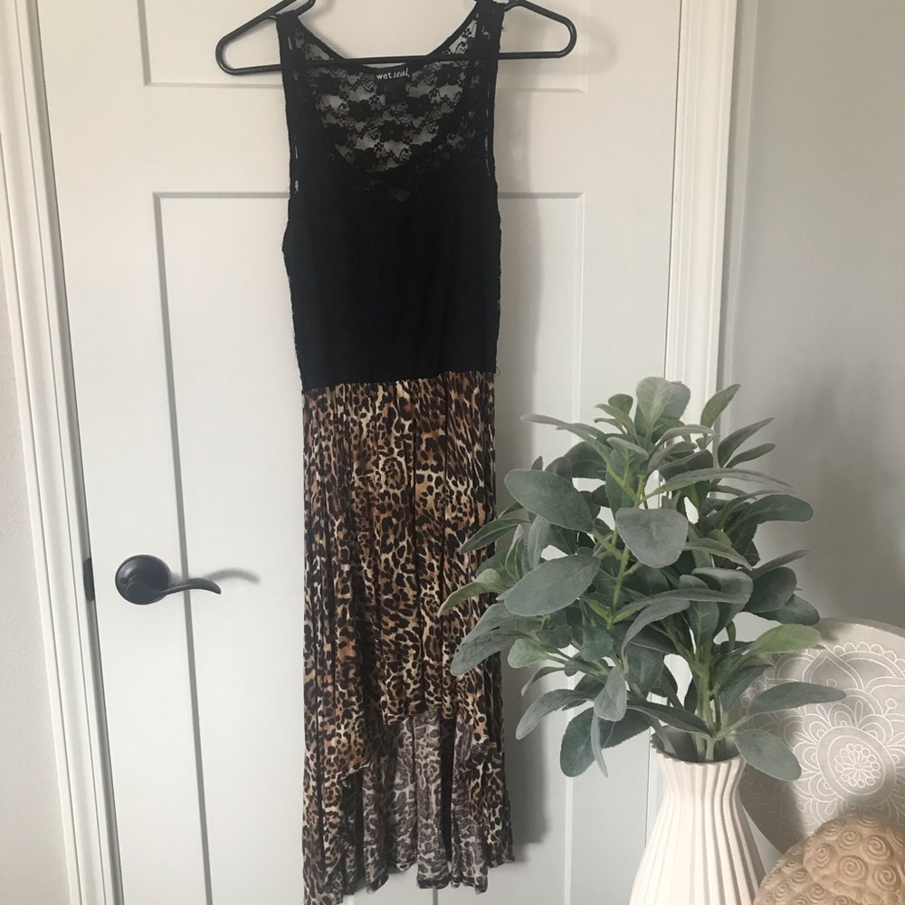 Wet seal leopard print and lace high low dress
